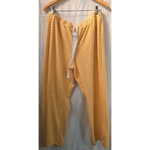 Land's End Women's Orange and White Striped Casual Loungewear Pants L